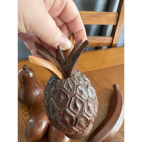 Vintage Wooden Fruit & Vegetables Hand Carved Hardwood MCM Decor - Picture 9 of 11